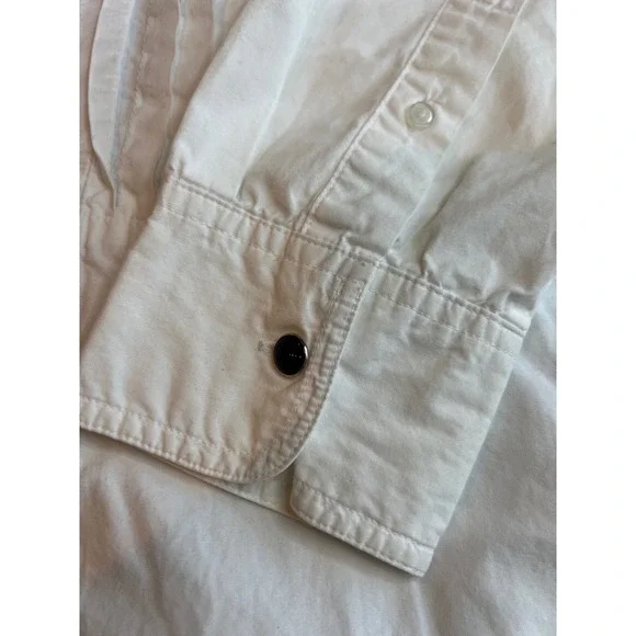 VTG Wrangler Western Shirt Mens L White Black Tuxedo Pleated Front Long Sleeve - Picture 3 of 5